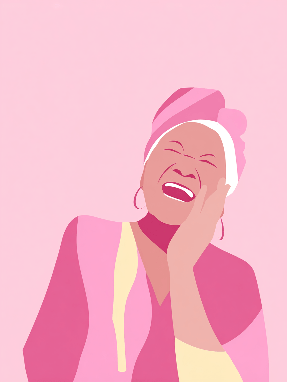 Ilustracion de perfil de una mujer mayor riendo