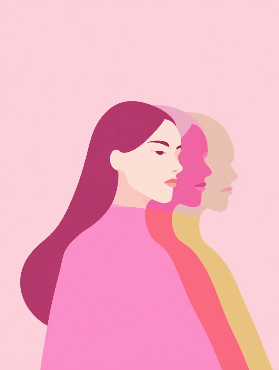 Ilustracion de perfiles femeninos superpuestos