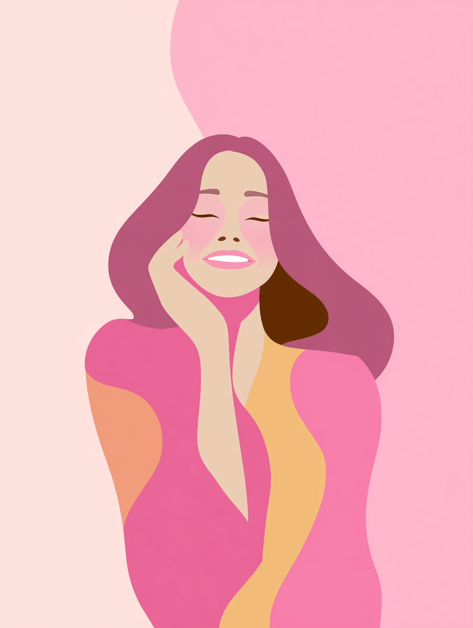 Ilustracion de una mujer sonriendo con los ojos cerrados